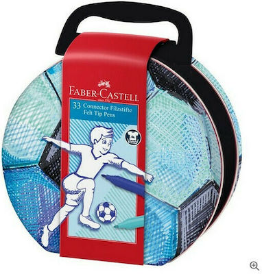 Faber-Castell Football Μαρκαδόροι Ζωγραφικής Λεπτοί σε 33 Χρώματα σε Μεταλλική Κασετίνα/Βαλιτσάκι