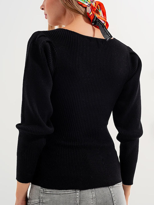 Q2 Women's Long Sleeve Sweater Black