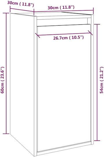 Dulap Pandantiv Pentru Sufragerie Din Lemn Masiv Bej 30x30x60cm