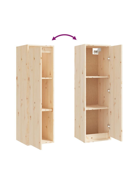 Wall-Mounted Living Room Cabinet Made of Brown Solid Wood 30x30x100cm