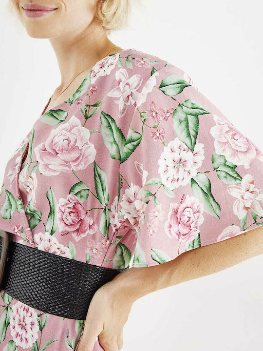 Rochie De Vară Pentru Femei Roz Midi Pentru Nuntă / Botez Roz Vechi