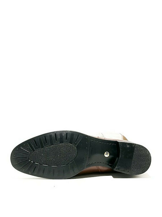 Leather Women's Boots with Rubber Tabac Brown