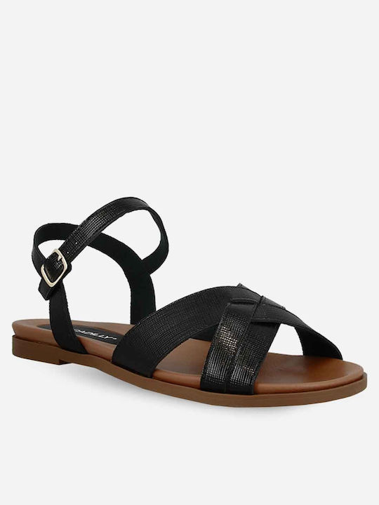 Piccadilly Women's Flat Sandals Anatomic with Strap in Black Color