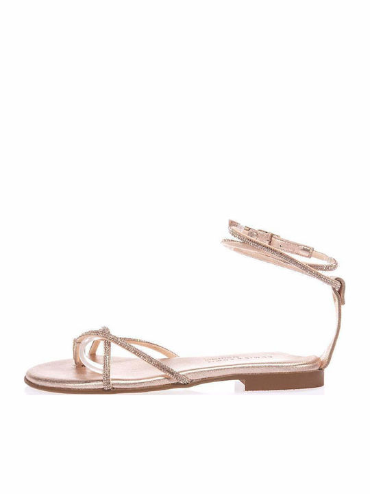 Leather Women's Flat Sandals Copper