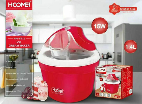 Hoomei HM-6512R Παγωτομηχανή 1.4lt Κόκκινη