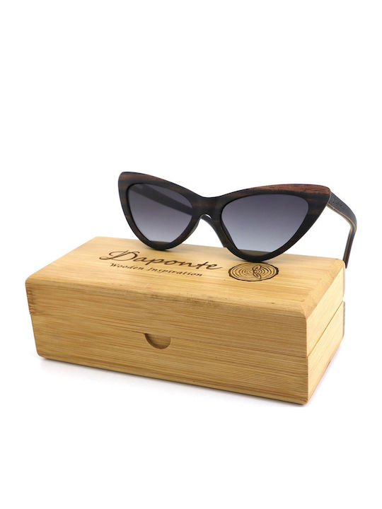 Daponte Women's Sunglasses with Brown Wooden Frame and Gray Gradient Polarized Lens DAP359E G4