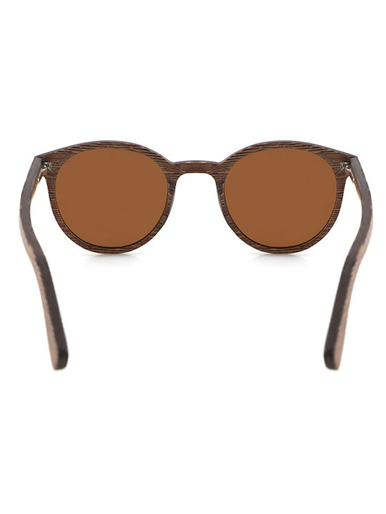 Daponte Women's Sunglasses with Brown Wooden Frame and Brown Polarized Lens DAP301AB 5