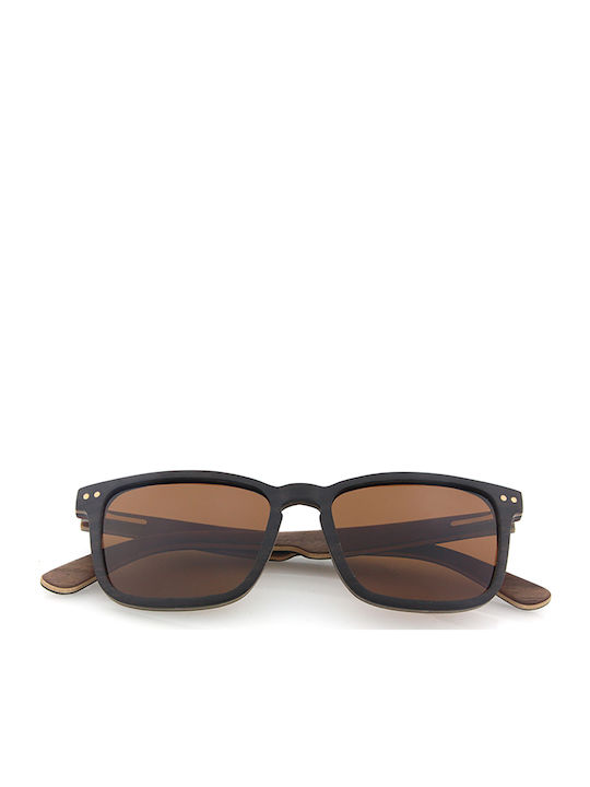 Daponte Women's Sunglasses with Gray Wooden Frame and Brown Polarized Lens DAP314E 5