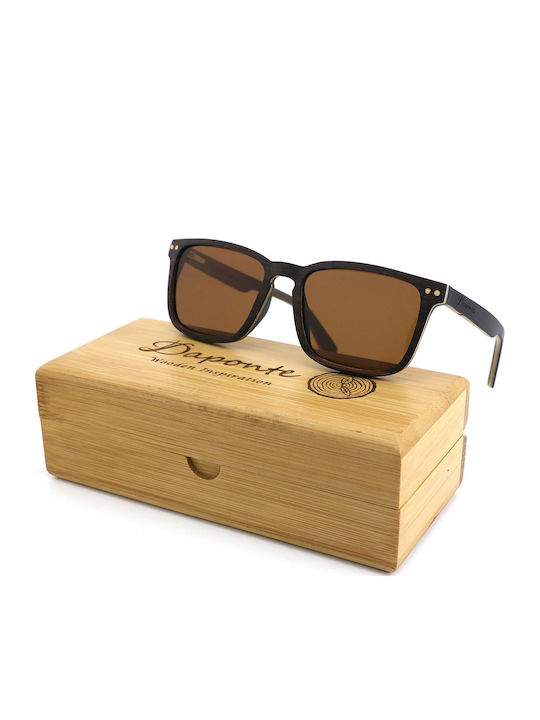 Daponte Women's Sunglasses with Gray Wooden Frame and Brown Polarized Lens DAP314E 5