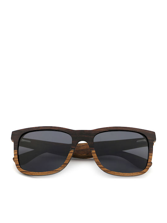 Daponte Men's Sunglasses with Multicolour Wooden Frame and Gray Polarized Lens DAP528EZ 4