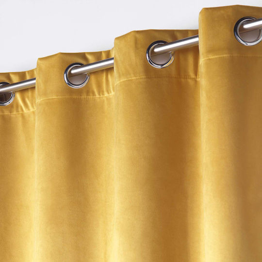Douceur d'Intérieur Κουρτίνα Συσκότισης με Τρουκς L-C Velounight Jaune 135x260εκ.