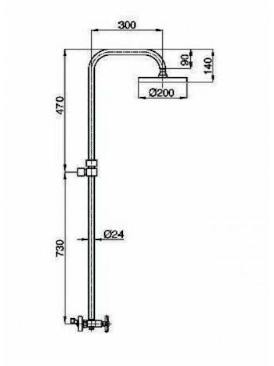 Interflex Rodos Στήλη Ντουζ με Μπαταρία 120cm Interflex Rodos Στήλη Ντουζ με Μπαταρία 120cm