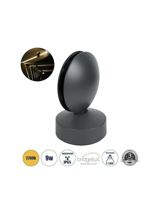 GloboStar Zeroda Waterproof Wall-Mounted Outdoor Spot Light IP65 with Integrated LED Gray