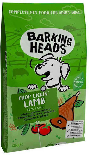 Barking Heads Chop Lickin' Lamb 12kg Ξηρά Τροφή χωρίς Σιτηρά & Γλουτένη για Ενήλικους Σκύλους Μεγαλόσωμων Φυλών με Αρνί και Καστανό Ρύζι