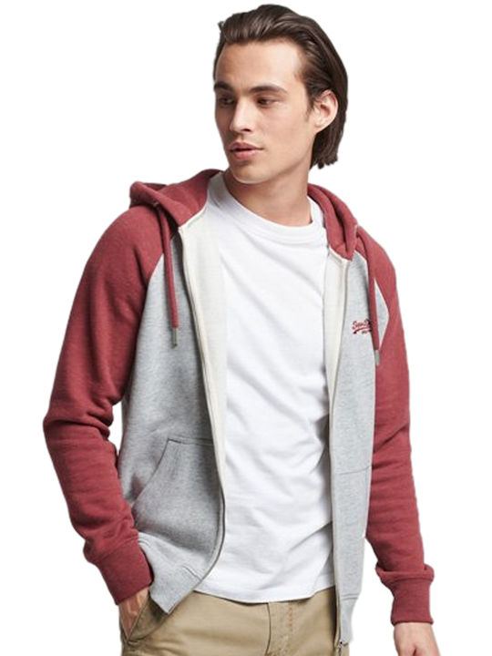 Superdry Ovin Grey Marl/ Rhubarb with Hood