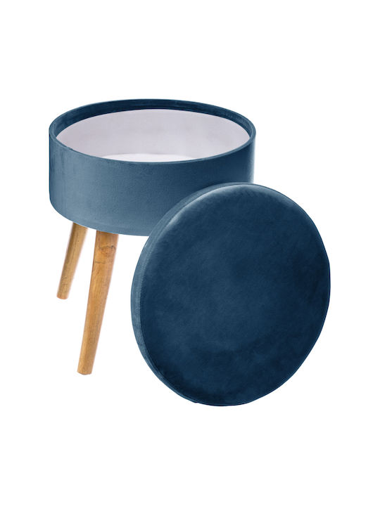 Stool For Living Room Upholstered with Velvet Blue 36x36x44cm