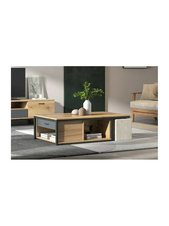 Rectangular Central Coffee Table No 17 Wooden with Drawers Honey M119xW66.5xH38cm