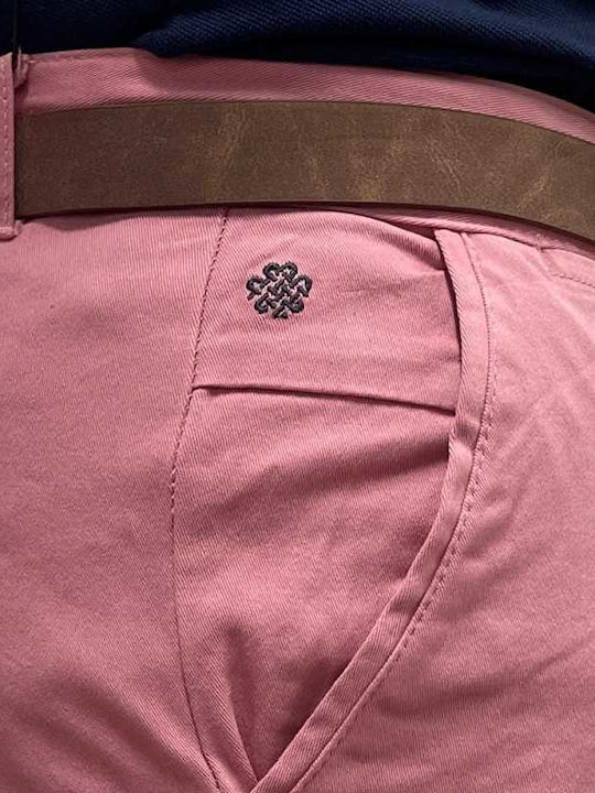 Ανδρική Βερμούδα Chino Regular Fit Ροζ