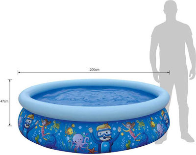 Jilong Kinder Rund Pool PVC Aufblasbar Blau 205x47cm