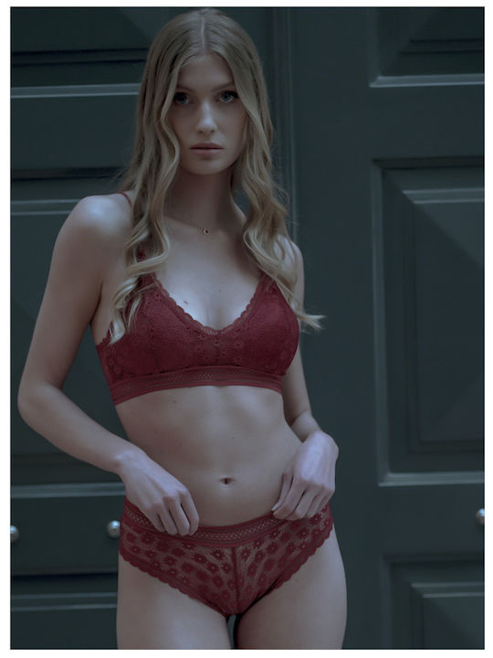 Milana Γυναικείο Slip με Δαντέλα Μπορντό