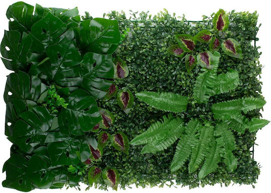 GloboStar Künstliches Laubpaneel Pixari - Farn - Monstera - Amarantos 60x40cm