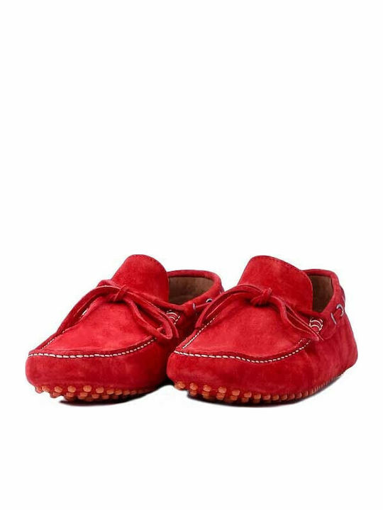 Suede Ανδρικά Boat Shoes σε Κόκκινο Χρώμα