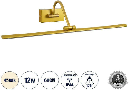 GloboStar Mira Modern Leuchte Badezimmer mit Integrierter LED und Neutralweißes Licht Gold 60x13cm