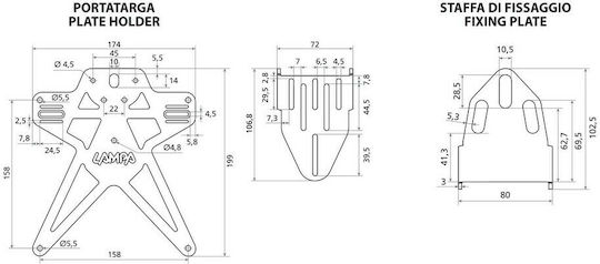Lampa Motorcycle License Plate Holder Aero-X Evo 6 for License Plate Holder