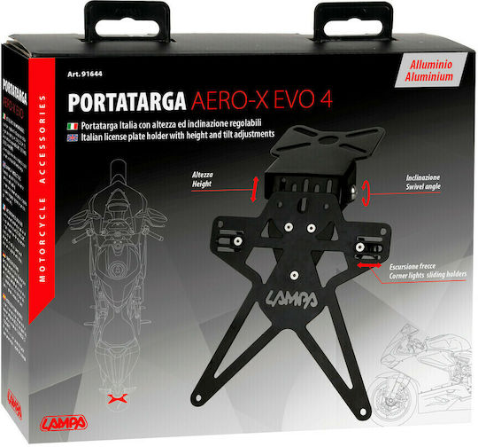 Lampa Suport de plăcuță de înmatriculare pentru motocicletă Aero-X Evo 4 pentru Suport pentru plăcuța de înmatriculare