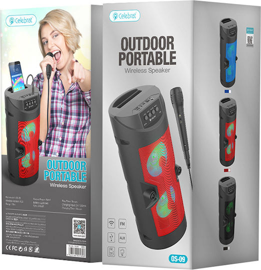 Celebrat Karaoke Speaker with Wired Microphone and Lighting Effects OS-09 OS-09 Red