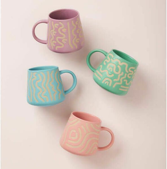 Maxwell & Williams Squiggle Κούπα Κεραμική Πράσινη 420ml