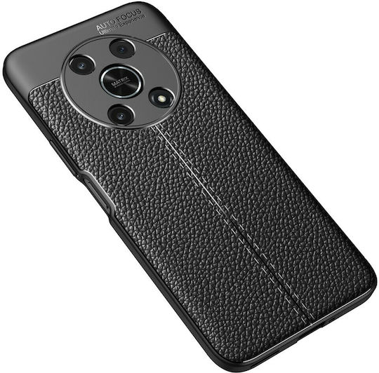 Focus Litchi Umschlag Rückseite Silikon Schwarz (Honor Magic4 Lite 5G)