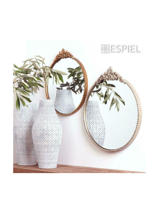 Espiel Wall Mirror with Gold Metallic Frame Diameter 35cm 1pcs