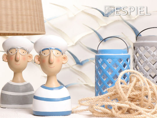 Espiel Φαναράκι Κεραμικό Επιτραπέζιο Μπλε 12.5x12.5x20.5εκ.
