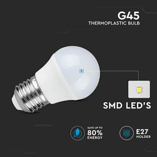 V-TAC Vt-1879 LED Bulb 4.5W 90mm for Socket E27 and Shape G45 Cool White 470lm