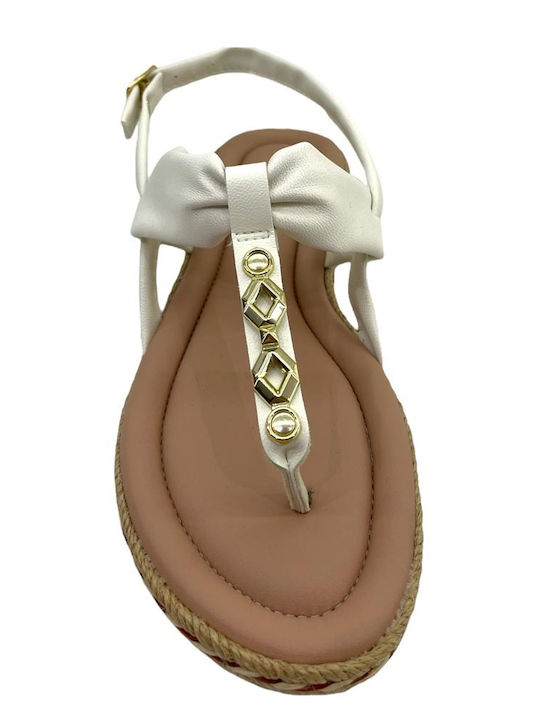 Women's Flat Sandals Anatomic with Strap in White Color
