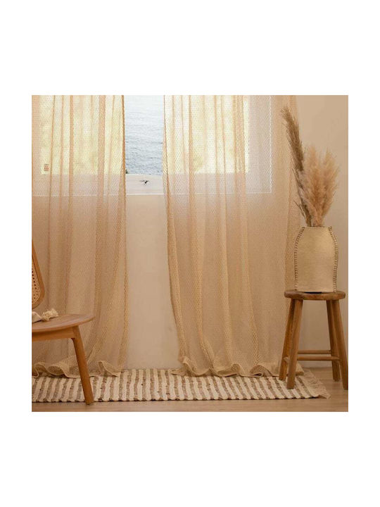 Calma House Curtain with Tab Top Xarxa Ecru 140x280cm