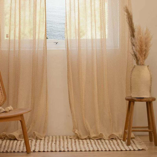 Calma House Perdea Cu Bretele Xarxa Ecru 140x280 Cm