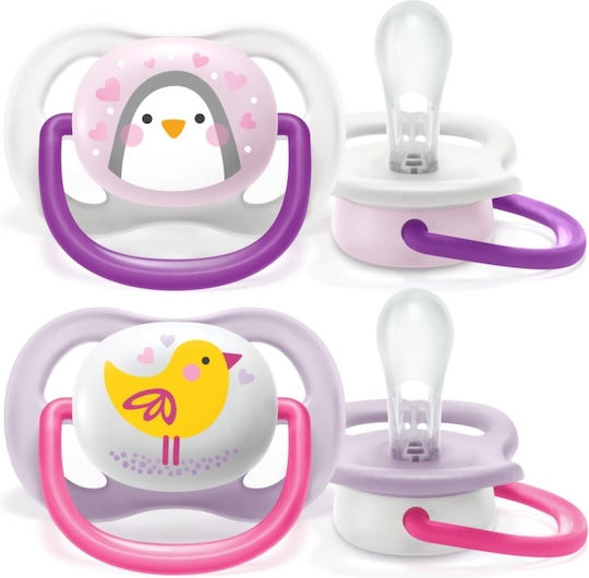 Philips Ultra Air Ορθοδοντικές Πιπίλες Σιλικόνης Animals - Ροζ / Μωβ για 0-6 μηνών 2τμχ