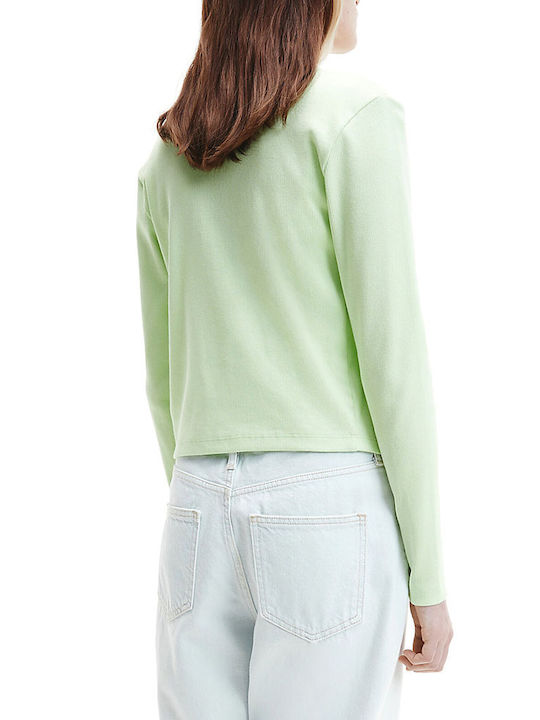 Calvin Klein Κοντή Γυναικεία Πλεκτή Ζακέτα σε Πράσινο Χρώμα