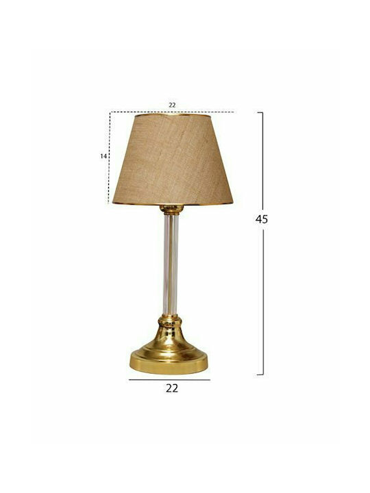 HomeMarkt Metal Table Lamp for Socket E27 with Brown Shade and Gold Base