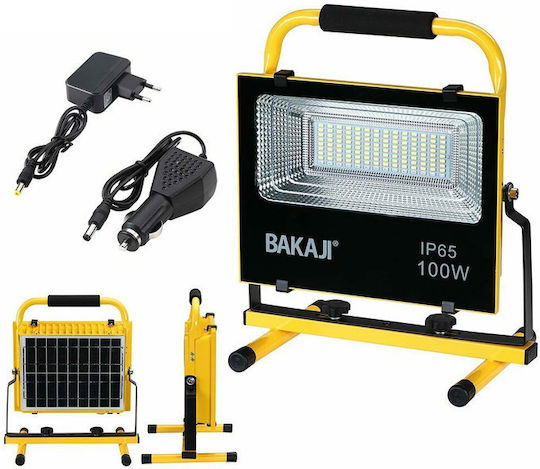 Bakaji Προβολέας Εργασίας Ηλιακός LED IP65 με Φωτεινότητα έως 1000lm Φορητός Κίτρινο