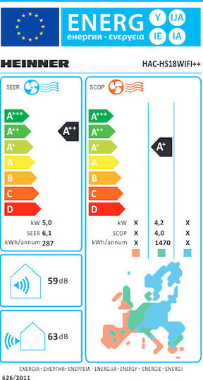 Heinner Κλιματιστικό Inverter 18000 BTU A++/A+ με WiFi