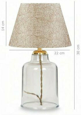 HomeMarkt Glass Table Lamp for Socket E27 with Gold Shade and Transparent Base