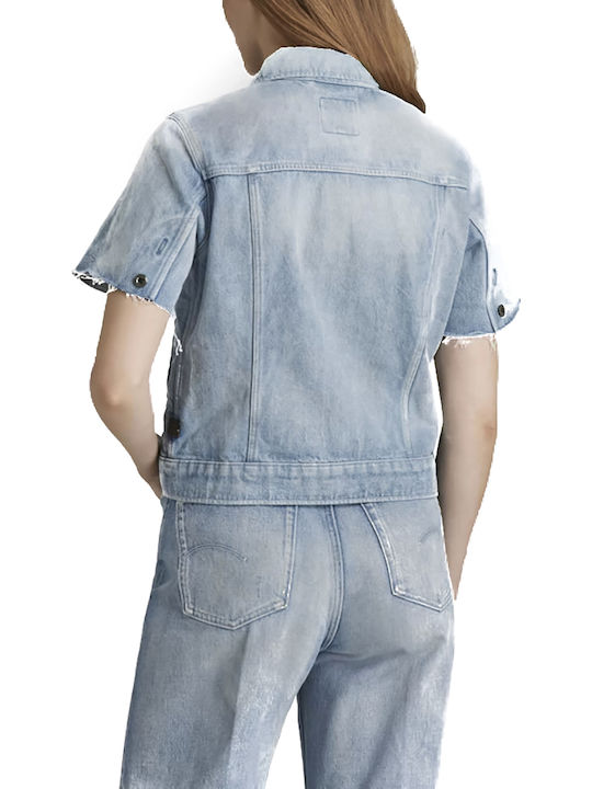 Women's Short Jean Jacket for Spring or Autumn Blue