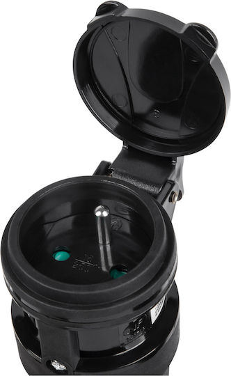 Rebel Wasserdicht Stecker Weiblich Schuko mit Deckel Schwarz