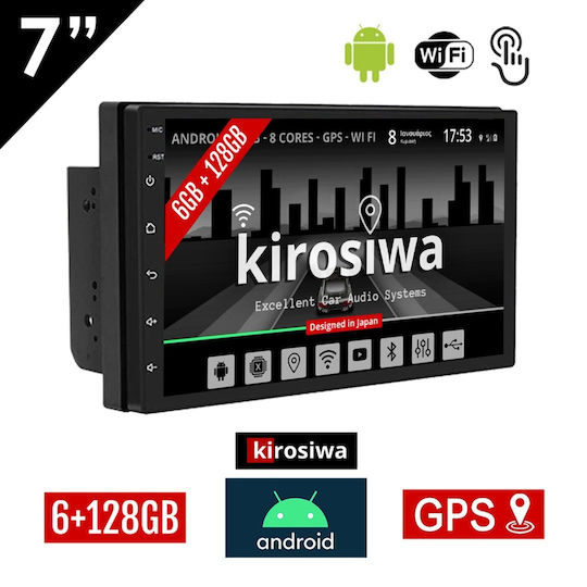 Kirosiwa Автомобилна Аудио Система 2DIN (Блутут/USB/WiFi/GPS/Apple-Carplay/Android-Auto) с Тъчскрийн 7"