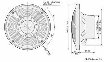 Pioneer Waterproof Marine Speaker Set TSMR2040 8" with 40W RMS White