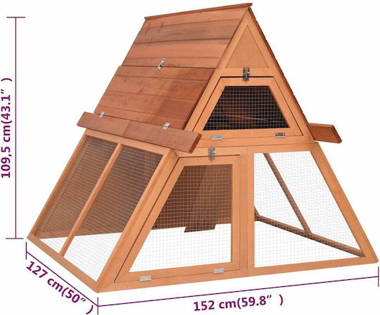 vidaXL 171458 Wooden Cage for Rabbits 152x127x109.5cm