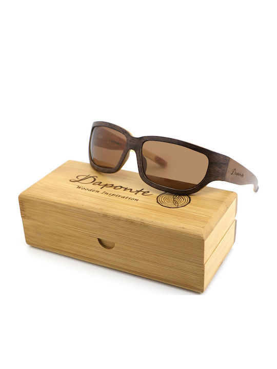 Daponte Men's Sunglasses with Brown Wooden Frame and Brown Polarized Lens DAP01W 5